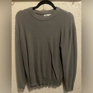 ZARA LARGE GRAY WAFFLE LONG SLEEVE WAFFLE T-SHIRT